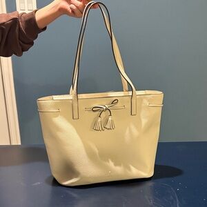 Kate Spade Elegant Leather Cream Tote Bag